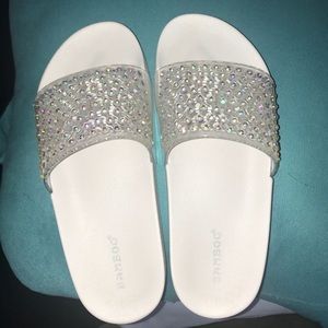 White Sparkle Slides